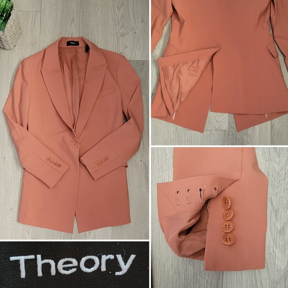 Theory Etiennette B Stretchwool Pink Russe Single-button Blazer Jacket, Women 4